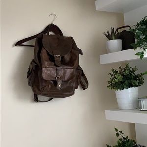 Brown Faux Leather Backpack